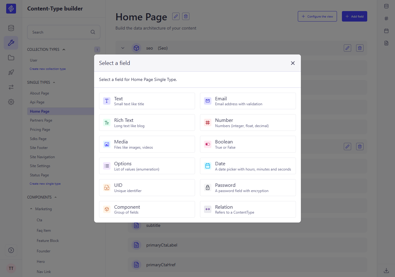 Field type picker